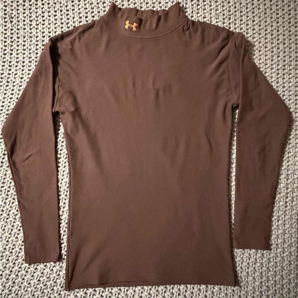 Vintage Men’s Under Armour Mock Neck Compression Shirt Brown size small